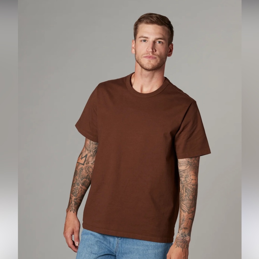 NSF FOR JAXEN GREY LEO SHORT SLEEVE CREW T IN BROWN SIZE L